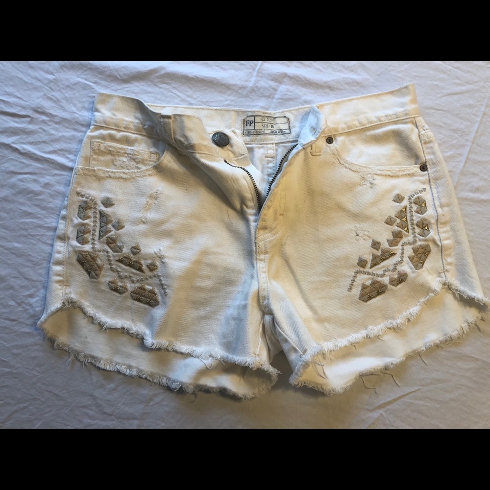 Free people white Aztec shorts